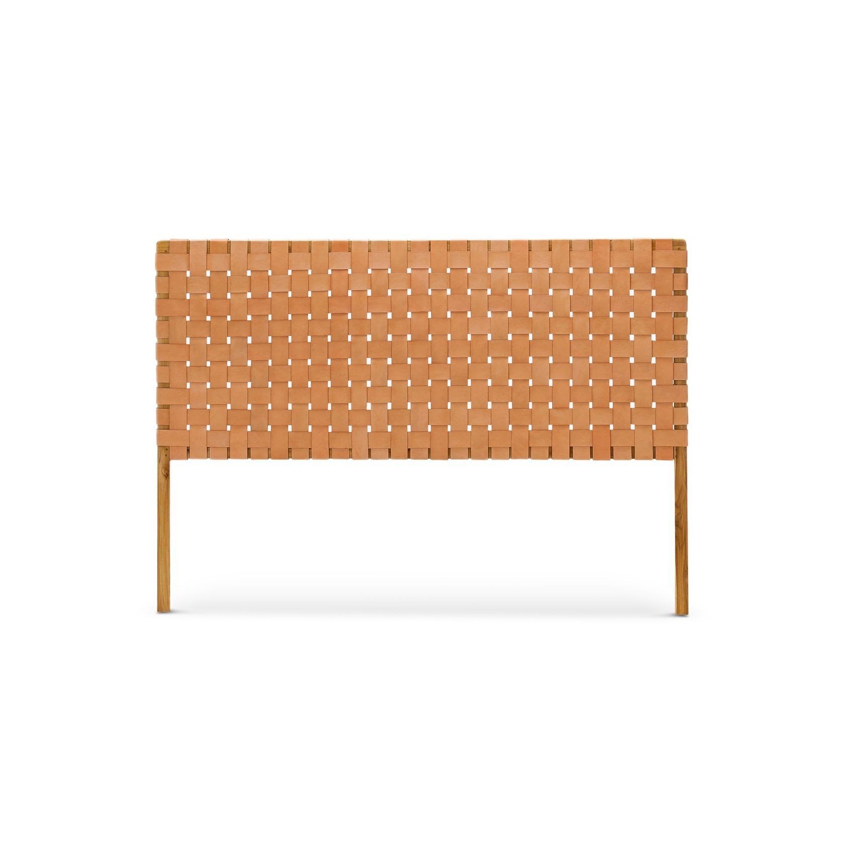 Lazie Leather Strapping Bedhead | Teak & Natural Tan gallery detail image