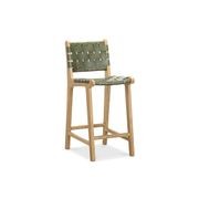 Lazie Woven Leather Counter Barstool | Olive Green gallery detail image