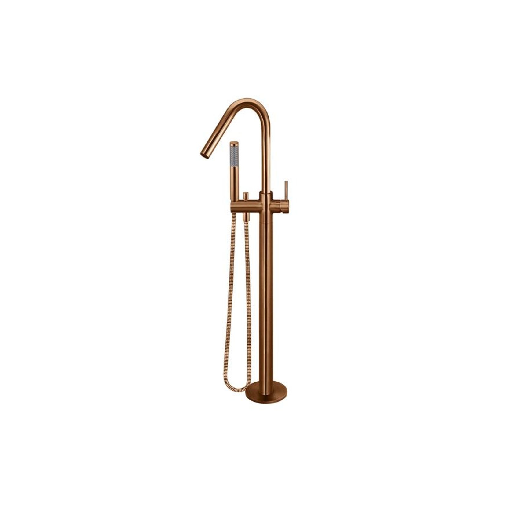 Meir Round Freestanding Bath Spout and Hand Shower Lustre Bronze gallery detail image