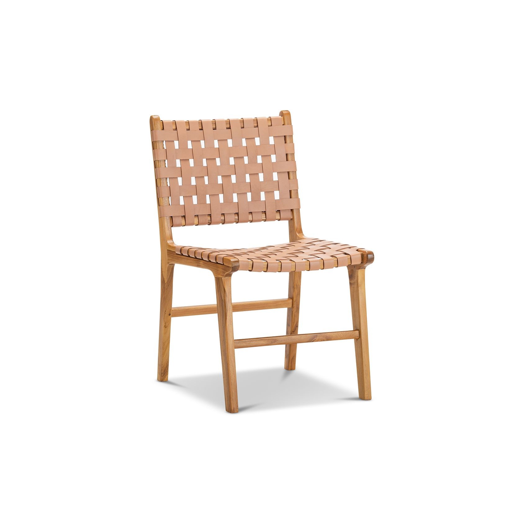 Casey Woven Leather Dining Chair | Set of 2 | Nude Tan gallery detail image