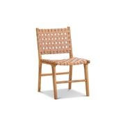 Casey Woven Leather Dining Chair | Set of 2 | Nude Tan gallery detail image