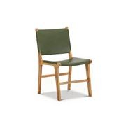 Casey Set of 2 Flat Leather Dining Chair | Olive Green gallery detail image