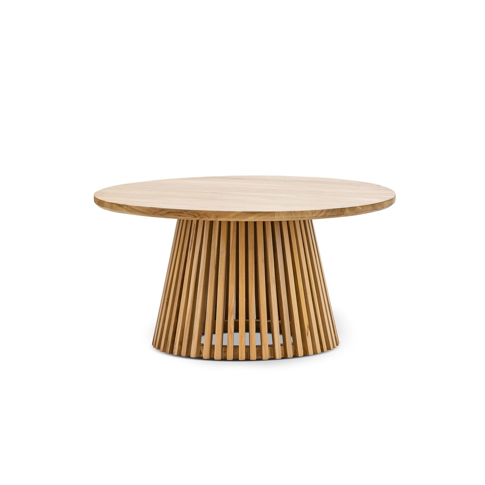 Pedie 80cm Round Slat Coffee Table | Natural Teak gallery detail image