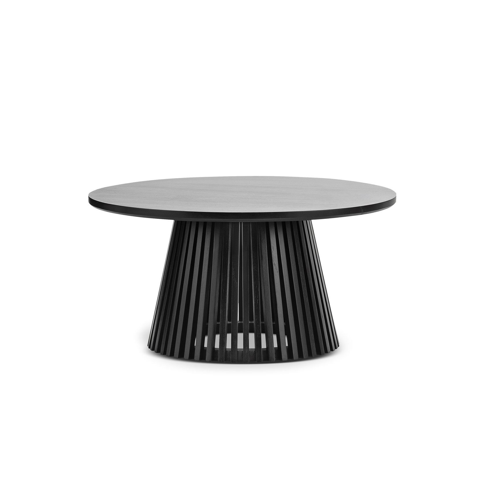 Pedie 80cm Round Slat Coffee Table | Black Teak gallery detail image