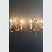 Pair Of Banci Firenze Gilt And Glass Wall Sconces C.1970 gallery detail image