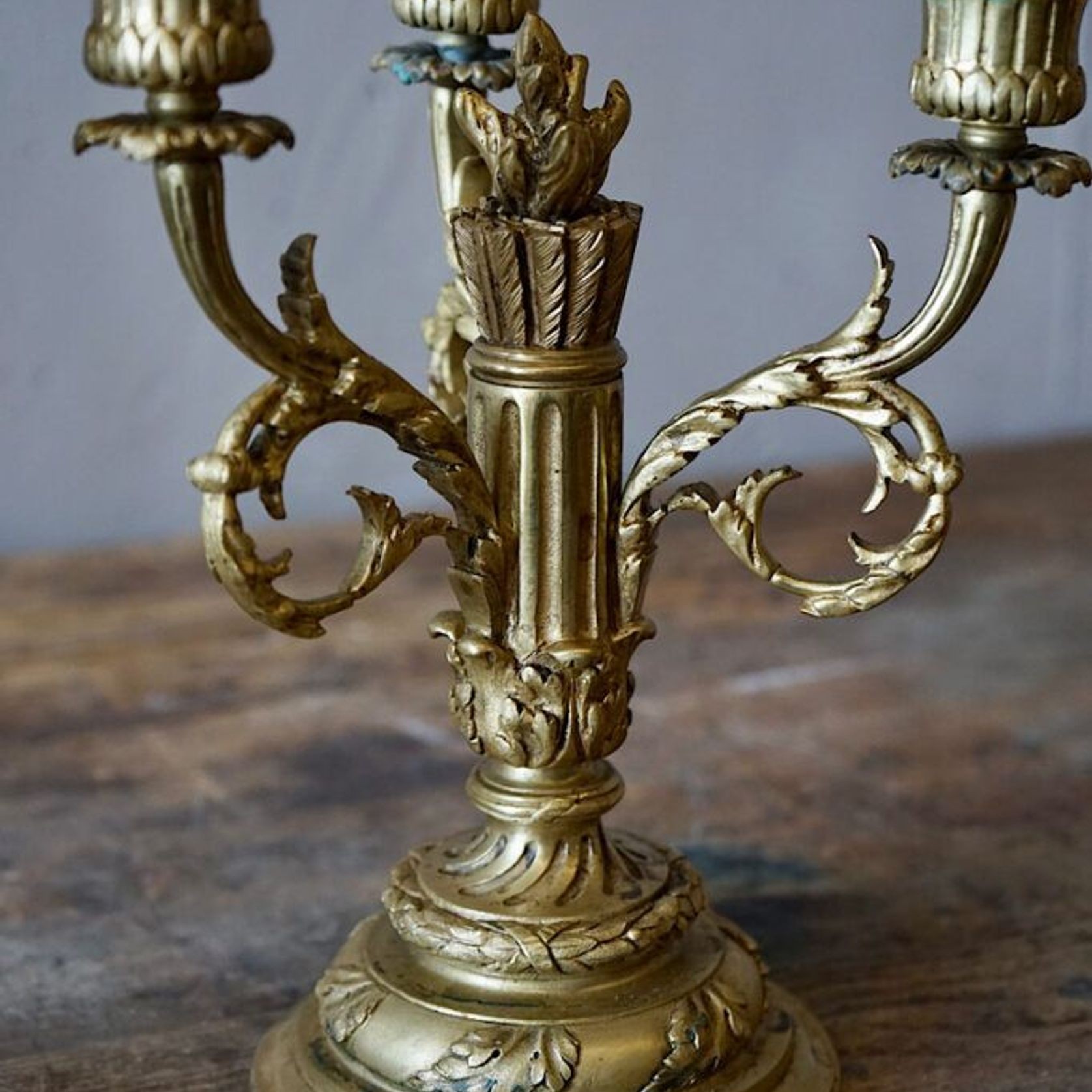 French Louis XVI Brass Candlesticks (Pair) gallery detail image