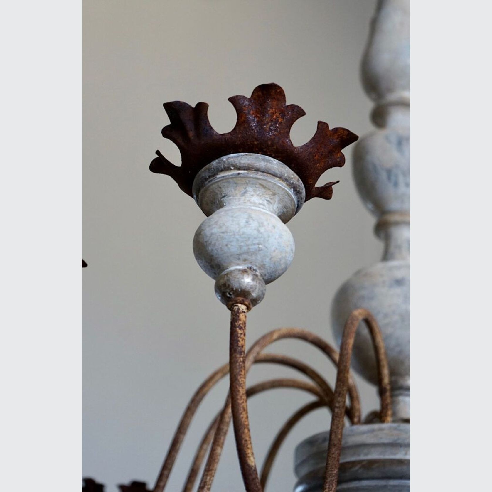 Italian Painted Wood & Iron Chandelier gallery detail image