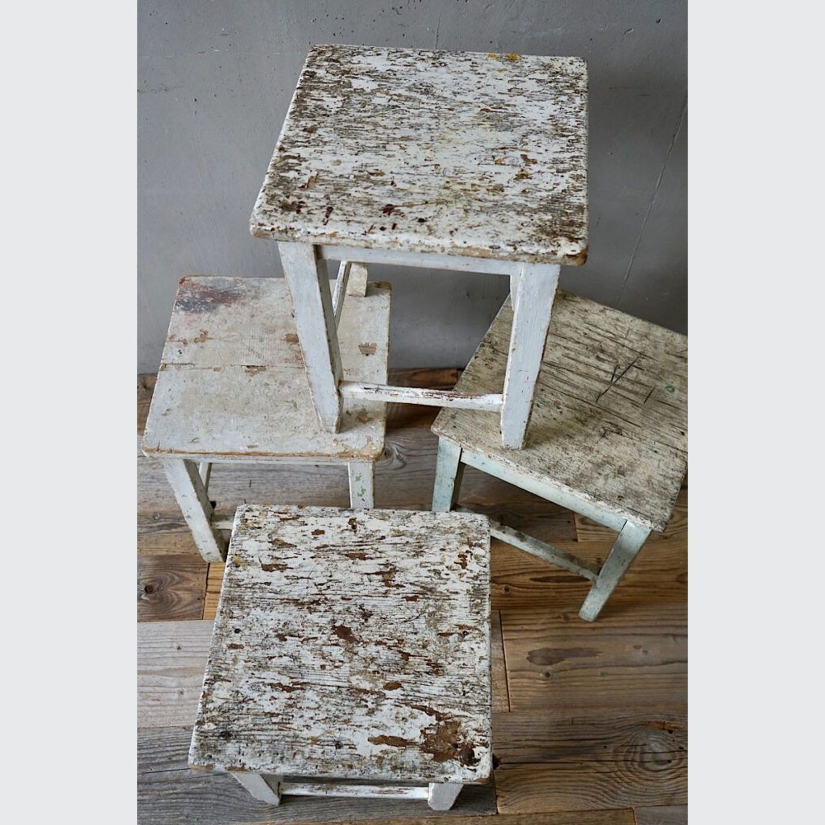 French Rustic Painted Stools gallery detail image