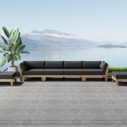 Newport Teak Outdoor Sofa with Armless Chairs - 6 Seat gallery detail image