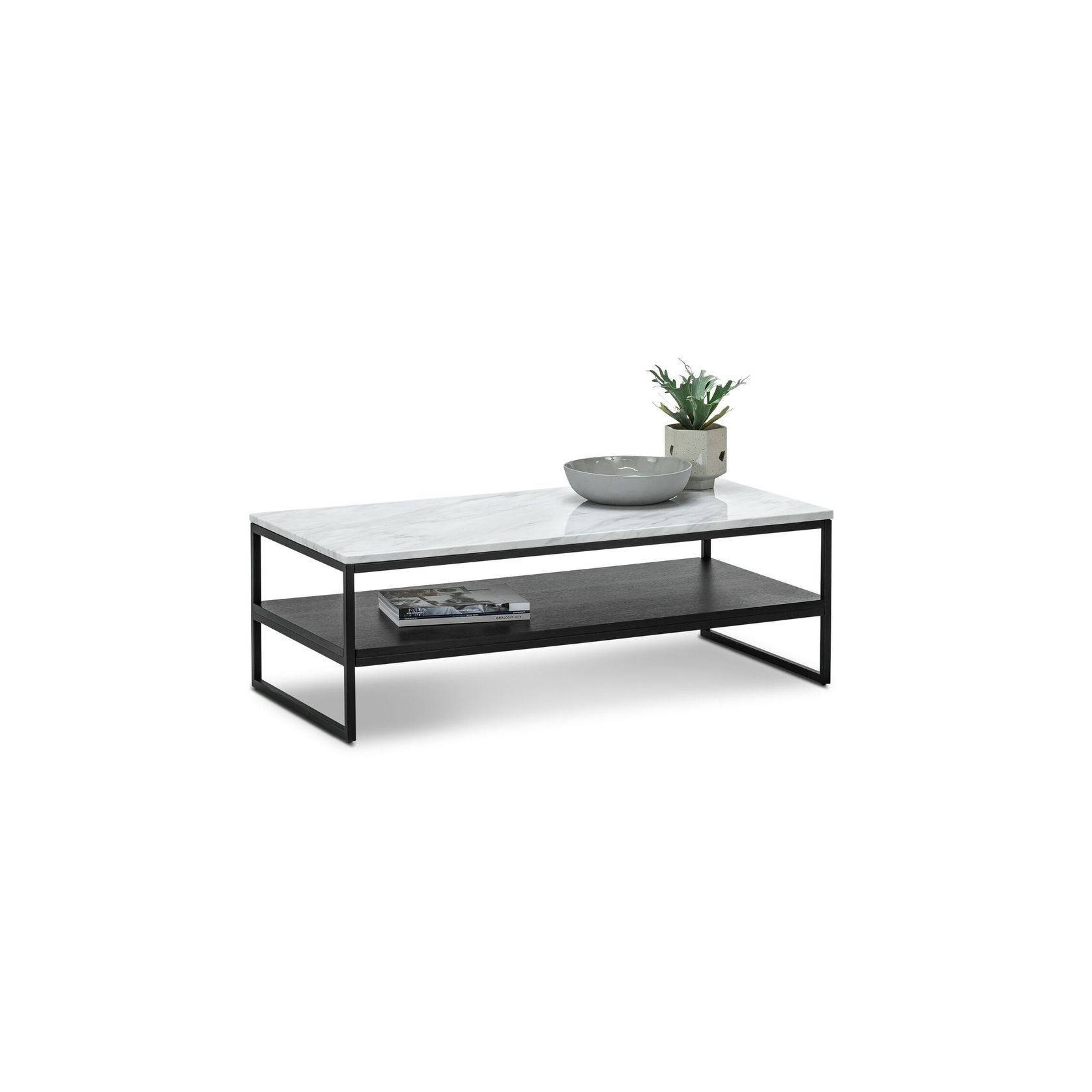 Ebonie White Marble Rectangular Coffee Table | Black gallery detail image