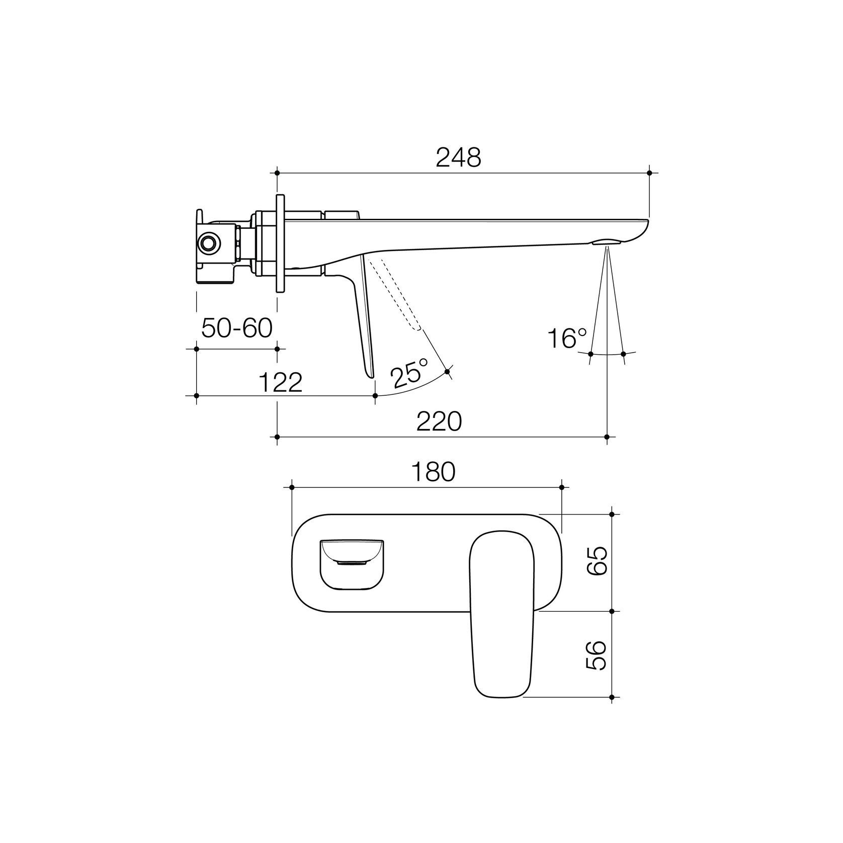 Contura II Wall Basin/Bath Mixer 220mm  | Brushed Nickel gallery detail image