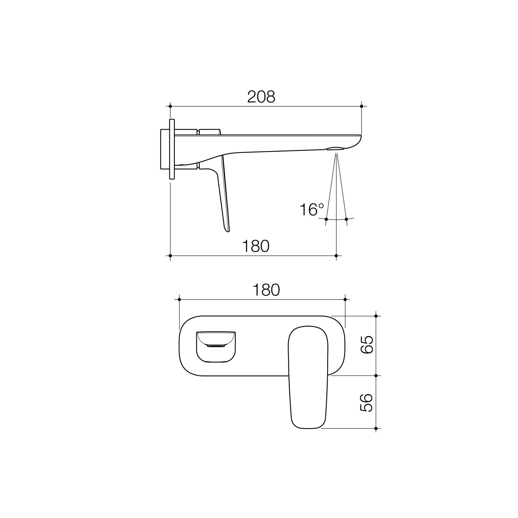 Contura II Wall Basin/Bath Mixer 180mm - Trim Kit | Chrome gallery detail image