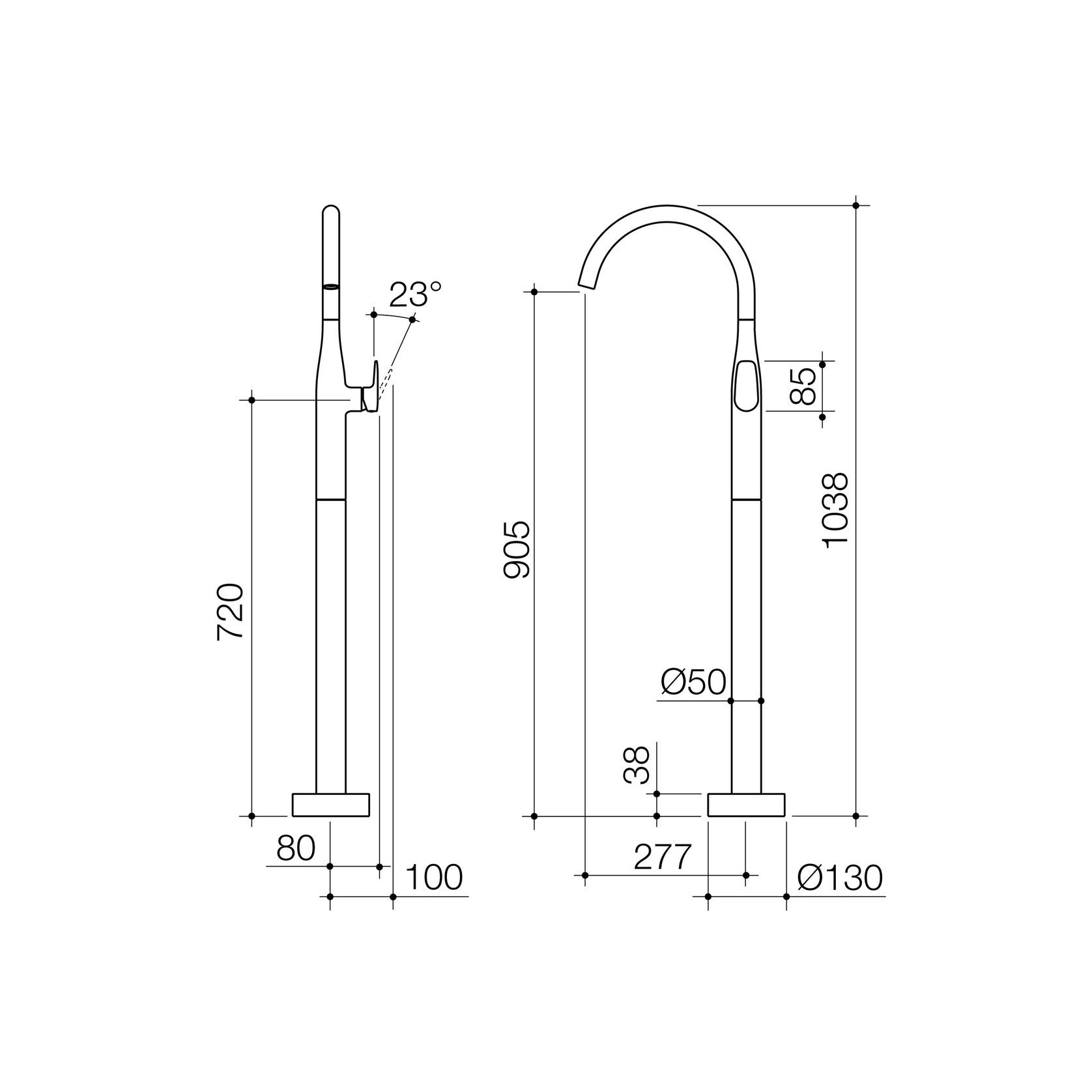 Contura II Freestanding Bath Filler | Brushed Nickel gallery detail image