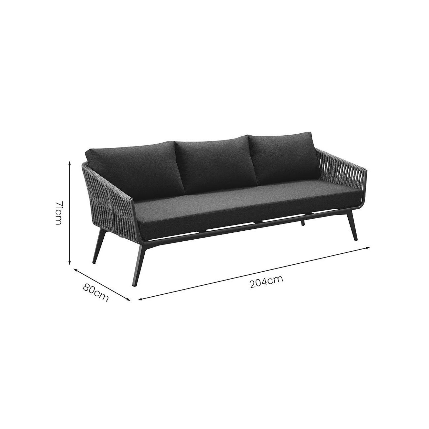 Kereru Aluminium and Rope Outdoor 3 Seater Sofa gallery detail image