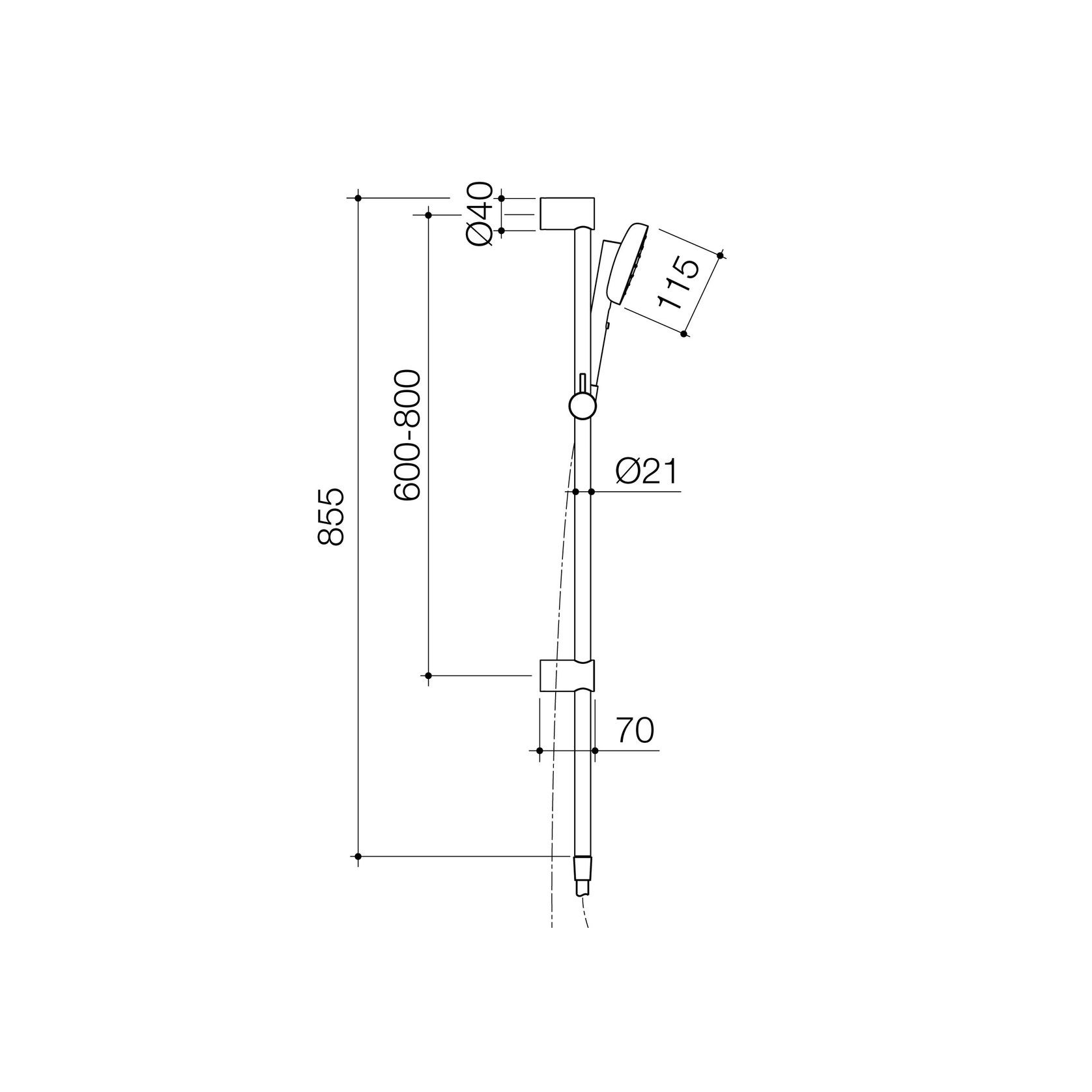 Contura II Rail Shower  | Chrome gallery detail image