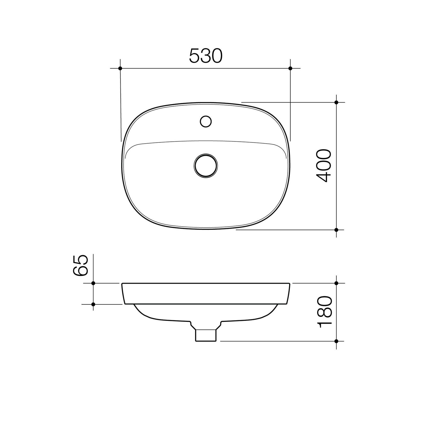 Contura II 530mm Inset Basin with Tap Landing (1 Tap Hole)  | Matte Clay gallery detail image