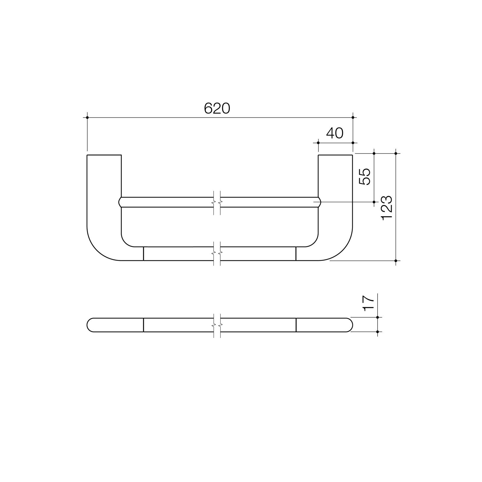 Contura II 620mm Double Towel Rail  | Brushed Nickel gallery detail image