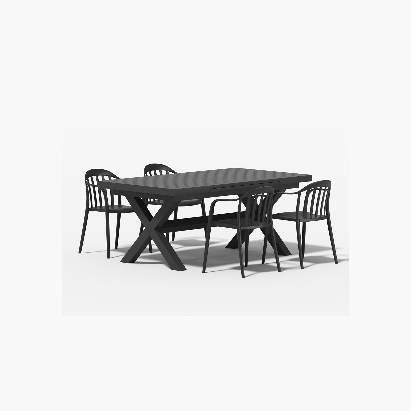 Tuba Extension Table With Alice Chairs 5-Piece Outdoor Dining Set gallery detail image