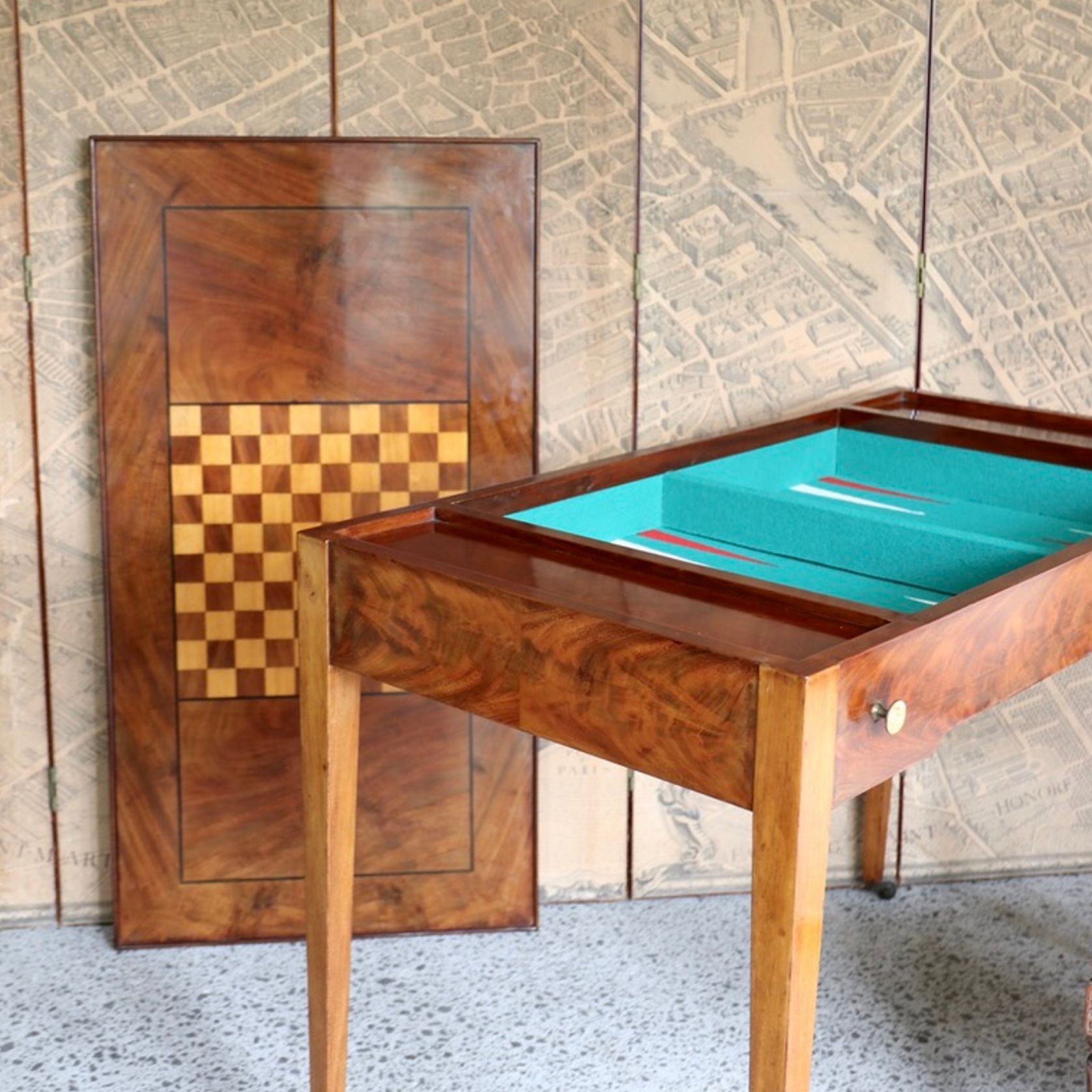 Louis XVI Games Table In Parqueted Veneer Wood gallery detail image