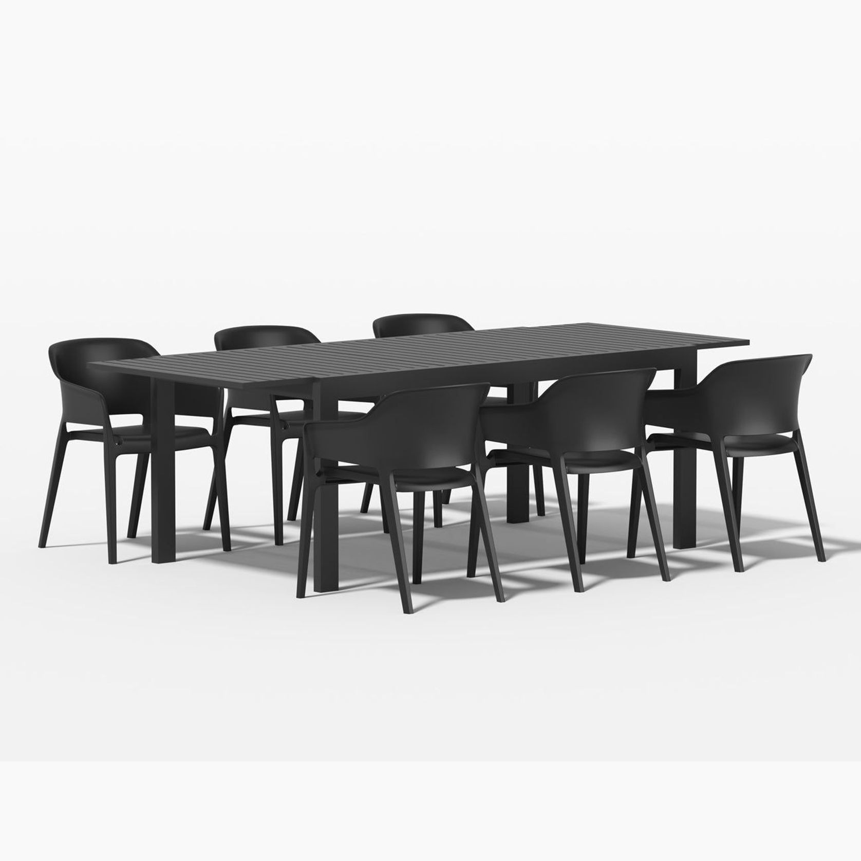 Cumulus Extension Table With Anna Chairs 7-Piece Outdoor Dining Set gallery detail image