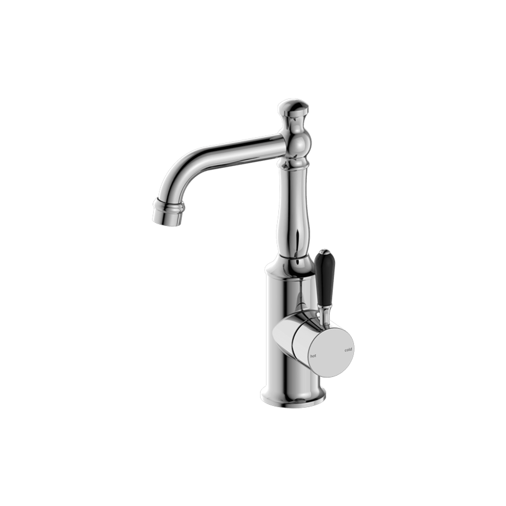 York Basin Mixer With Black Porcelain Lever Chrome gallery detail image