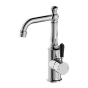 York Basin Mixer With Black Porcelain Lever Chrome gallery detail image