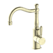 York Basin Mixer Hook Spout With Metal Lever Aged Brass gallery detail image