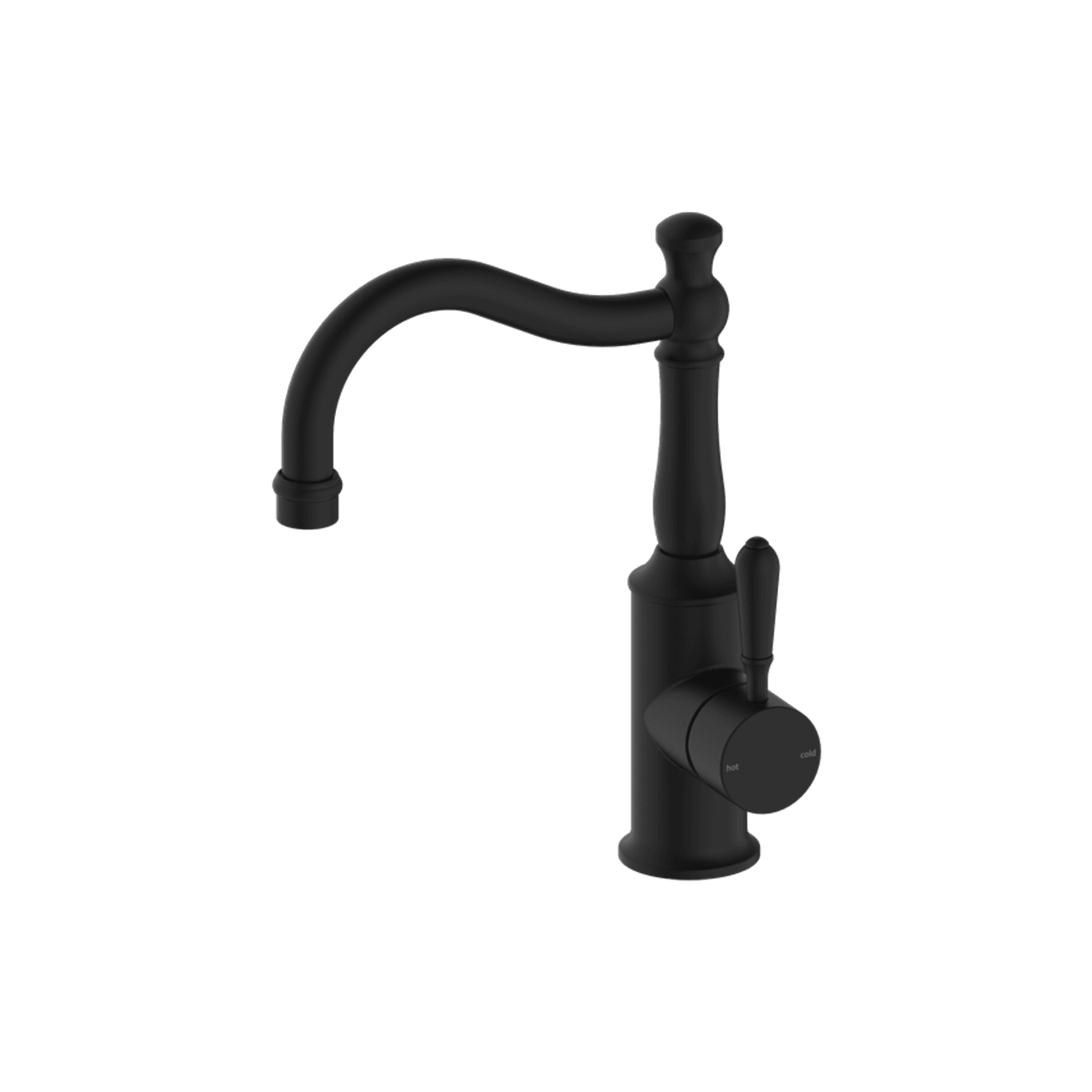 York Basin Mixer Hook Spout With Metal Lever Matte Black gallery detail image