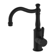 York Basin Mixer Hook Spout With Metal Lever Matte Black gallery detail image