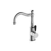 York Basin Mixer Hook Spout With Black Porcelain Lever Chrome gallery detail image