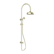 York Twin Shower With White Porcelain Hand Shower Aged Brass gallery detail image