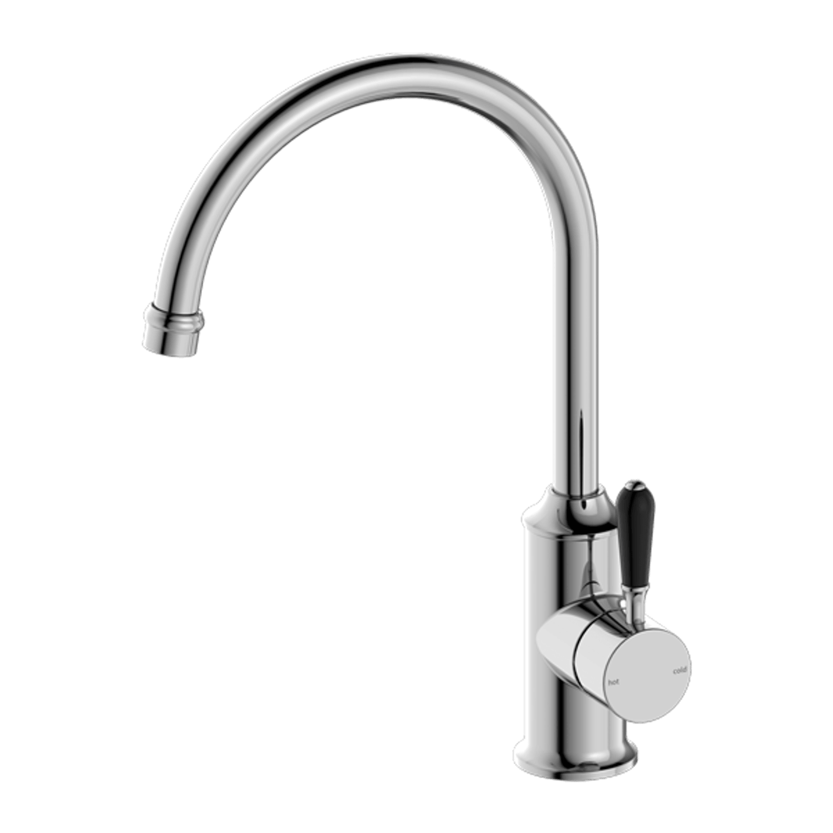 York Kitchen Mixer Gooseneck Spout With Black Porcelain Lever Chrome gallery detail image