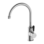 York Kitchen Mixer Gooseneck Spout With Black Porcelain Lever Chrome gallery detail image