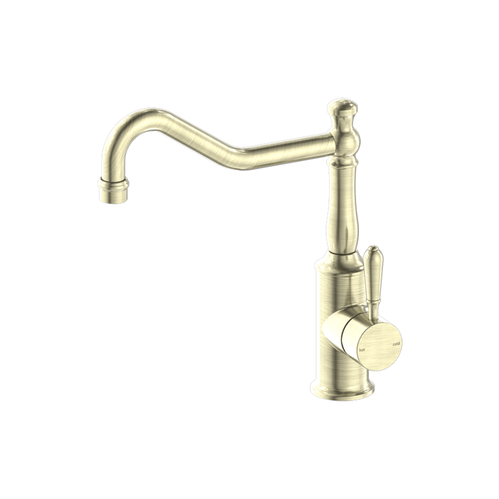 York Kitchen Mixer Hook Spout With Metal Lever Aged Brass gallery detail image