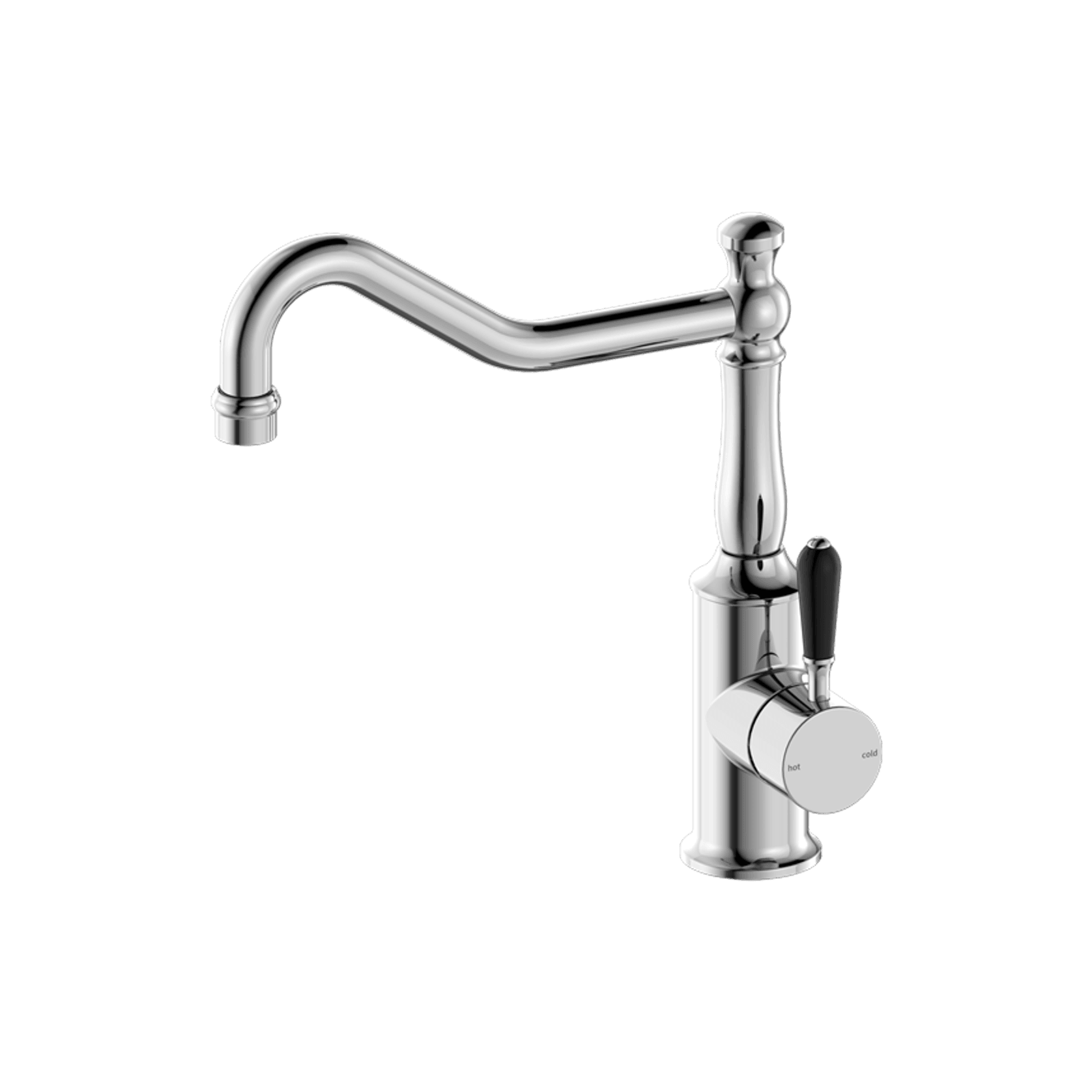 York Kitchen Mixer Hook Spout With Black Porcelain Lever Chrome gallery detail image