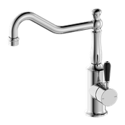York Kitchen Mixer Hook Spout With Black Porcelain Lever Chrome gallery detail image
