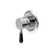 York Shower Mixer With Black Porcelain Lever Chrome gallery detail image