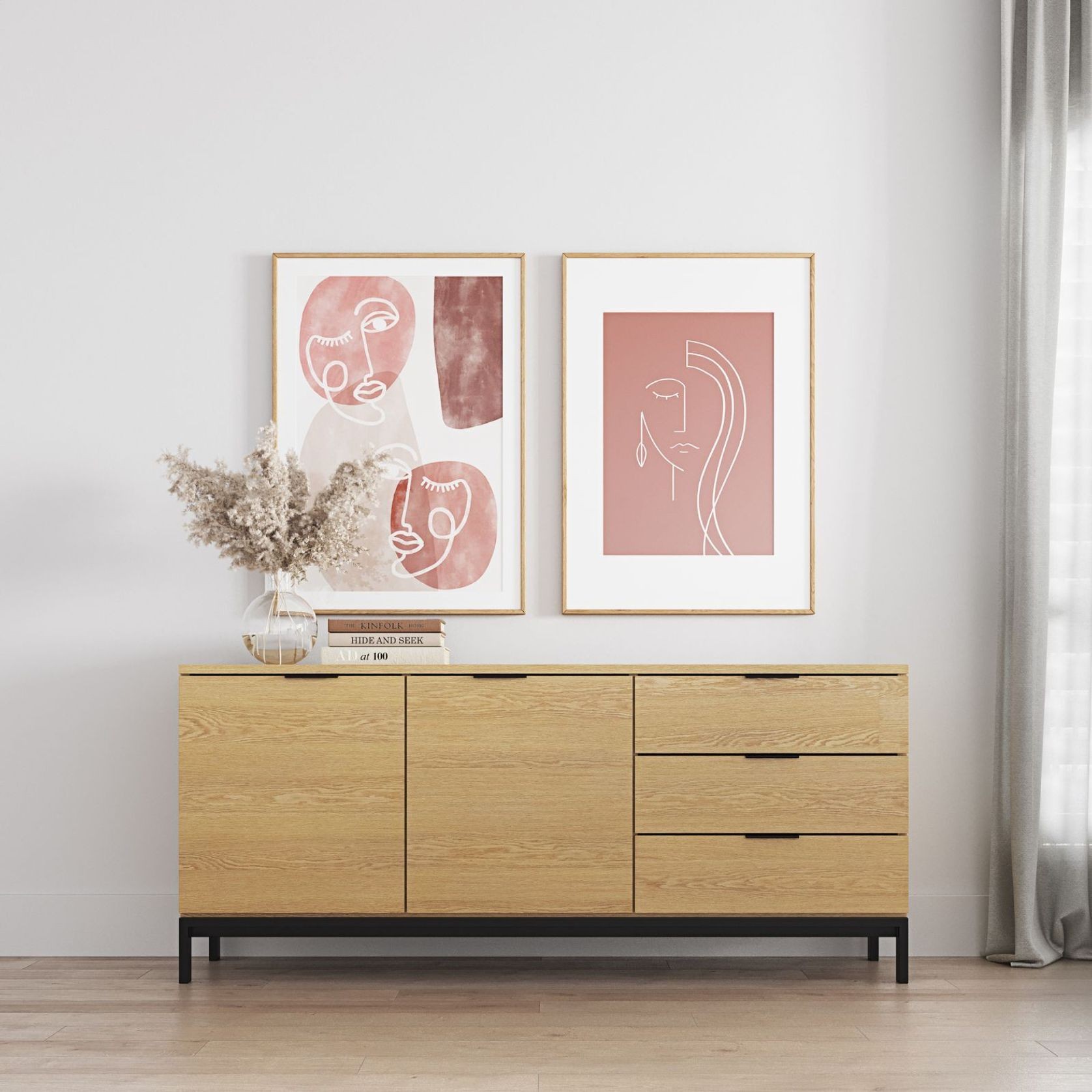Macy Oak Sideboard Buffet | Natural & Black gallery detail image