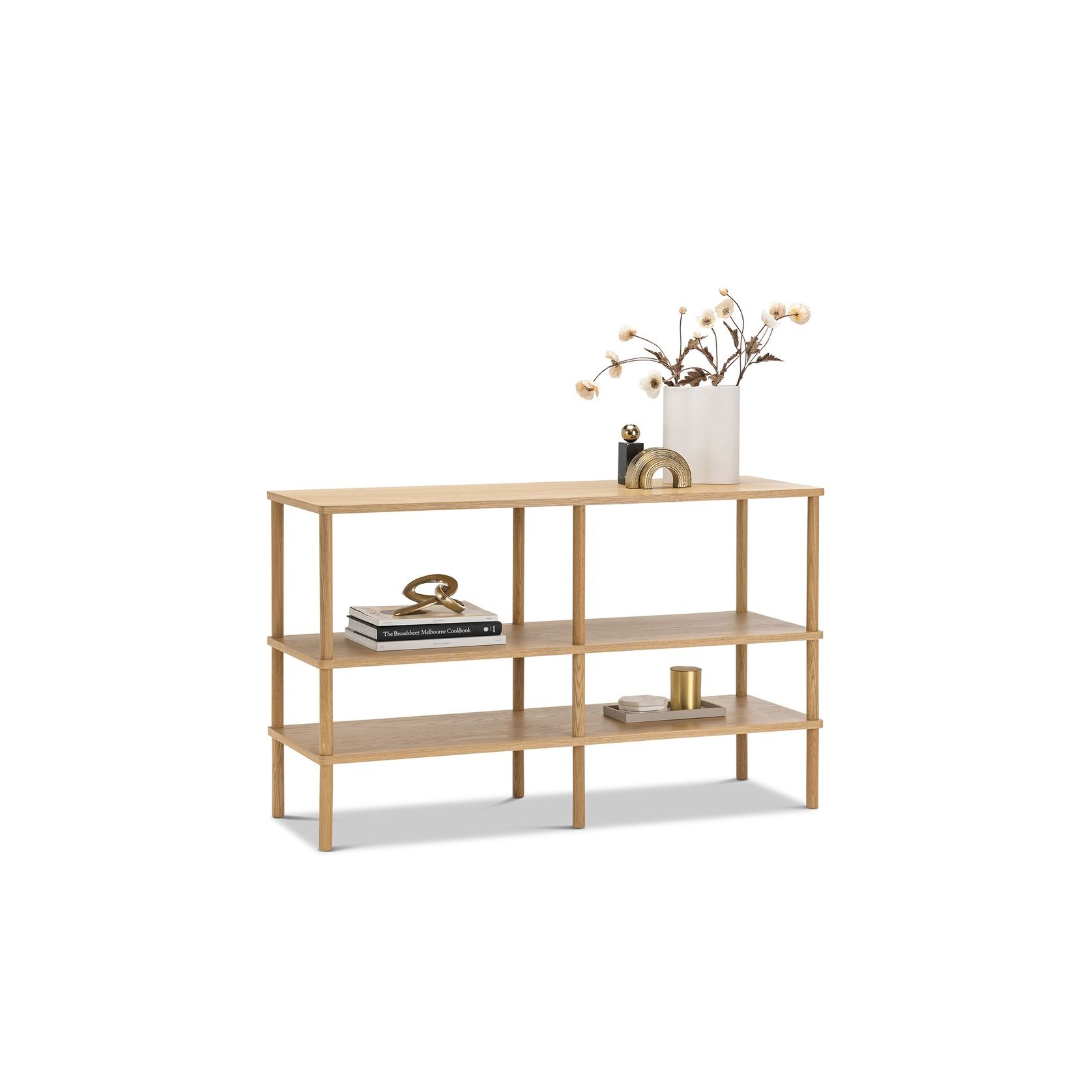 Rakie Wide Display Shelving Unit | Natural Oak gallery detail image