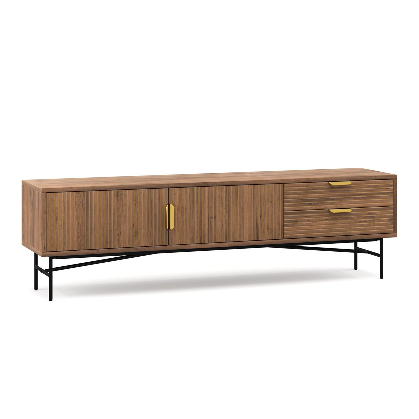 Kina Ripple Slatted TV Entertainment Unit | 180cm | Light Walnut gallery detail image