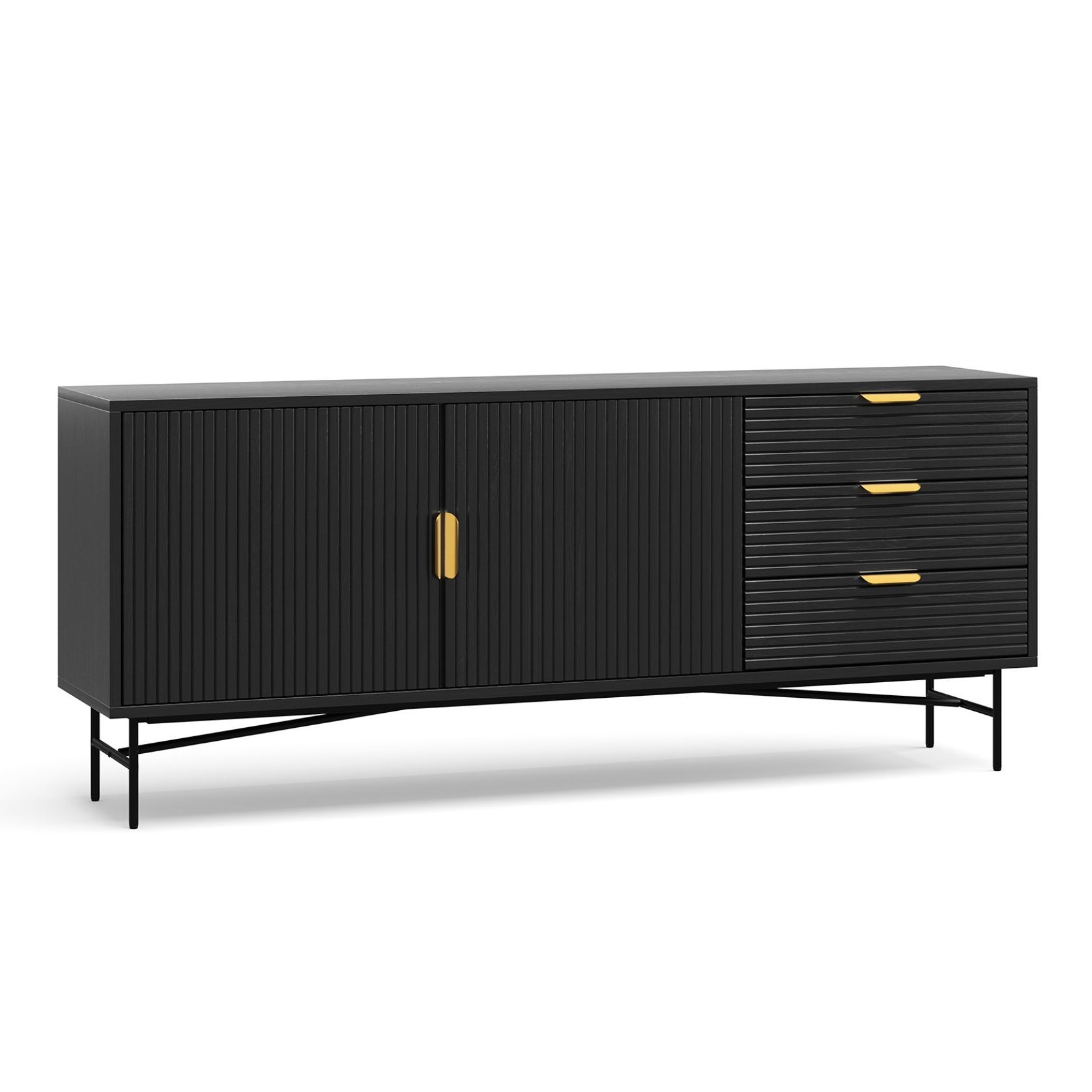 Kina Ripple Slatted Sideboard | 180cm | Black Oak gallery detail image