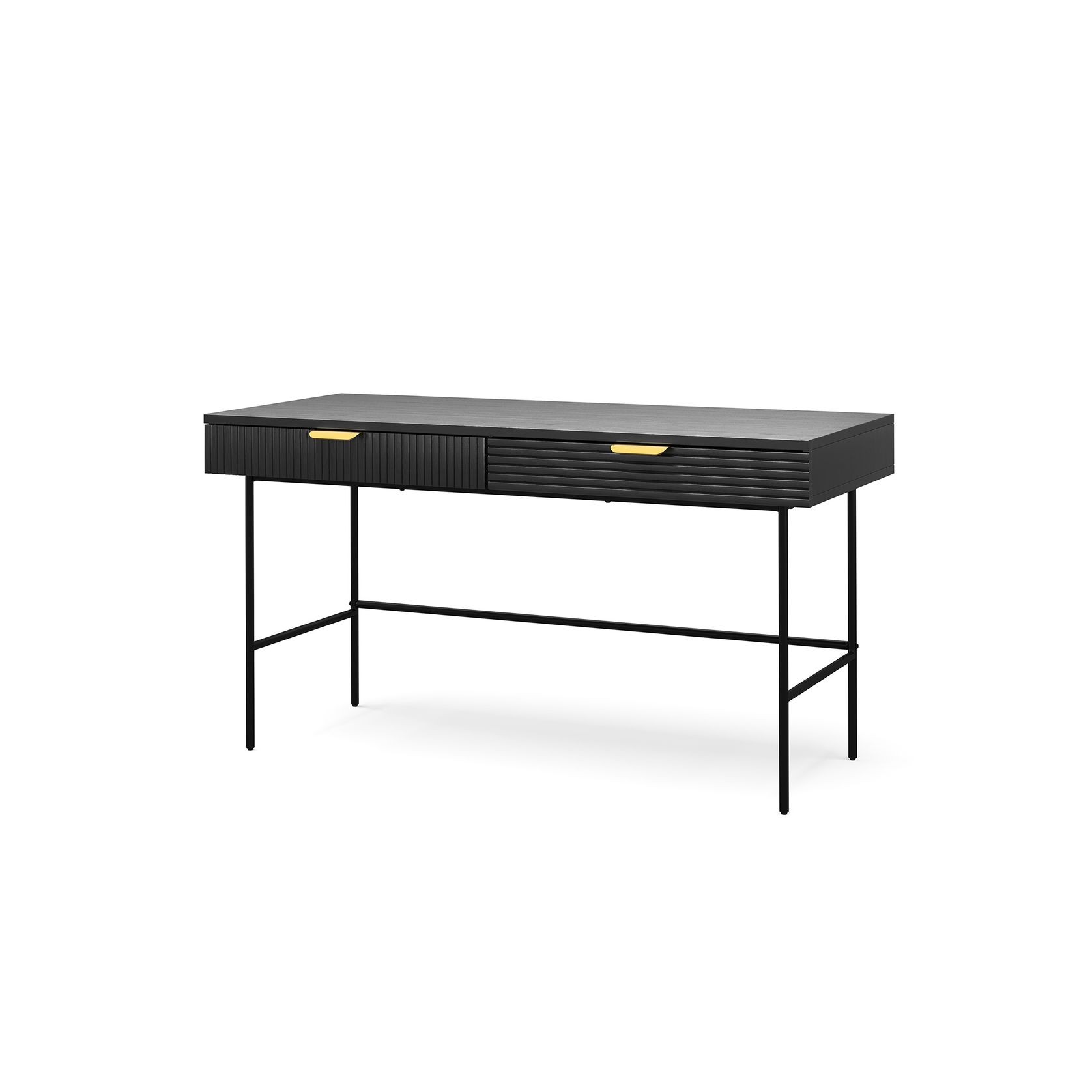 Kina Ripple Slatted Desk | 140cm | Black Oak gallery detail image