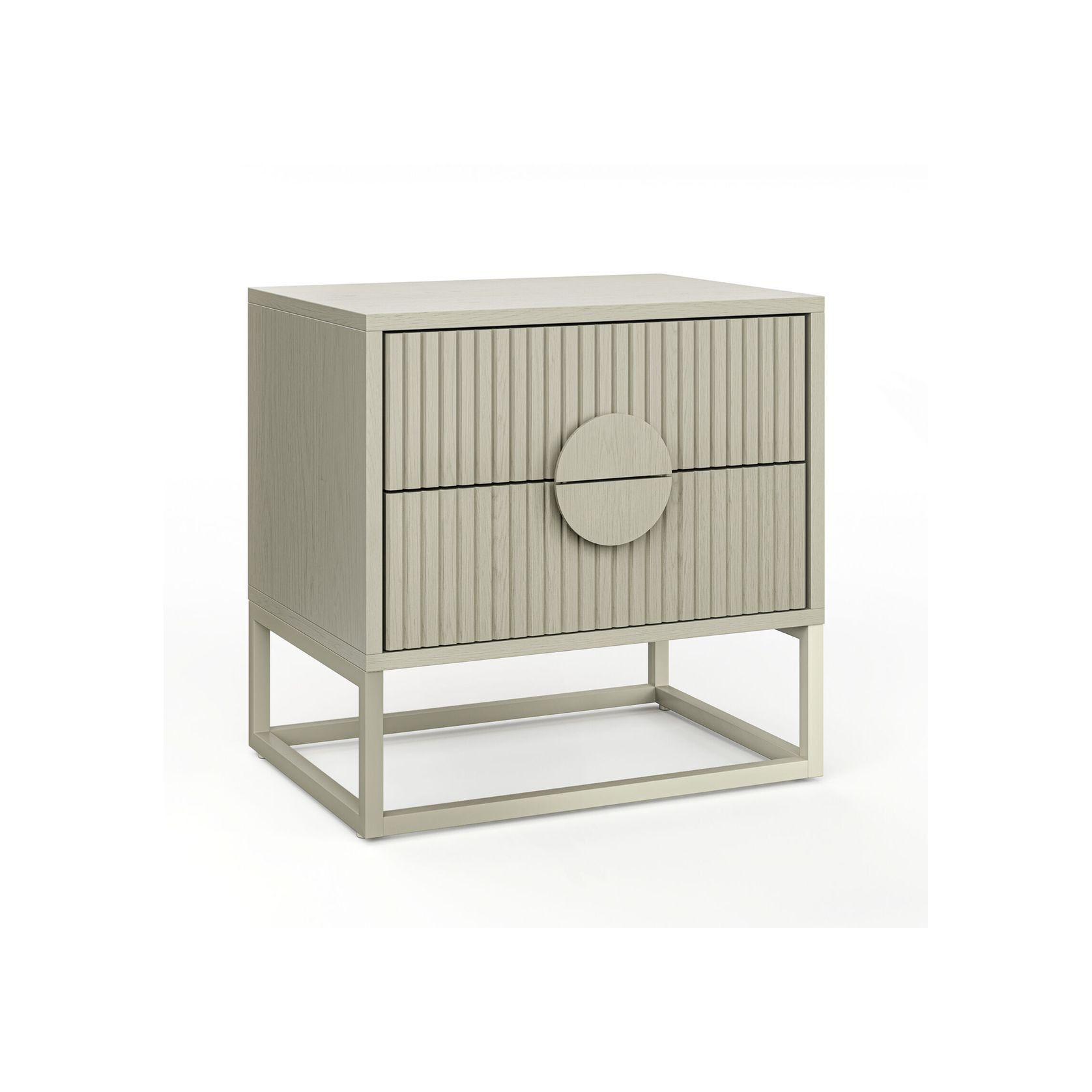 Braxton 2 Drawer Ripple Slatted Bedside Table | Putty gallery detail image