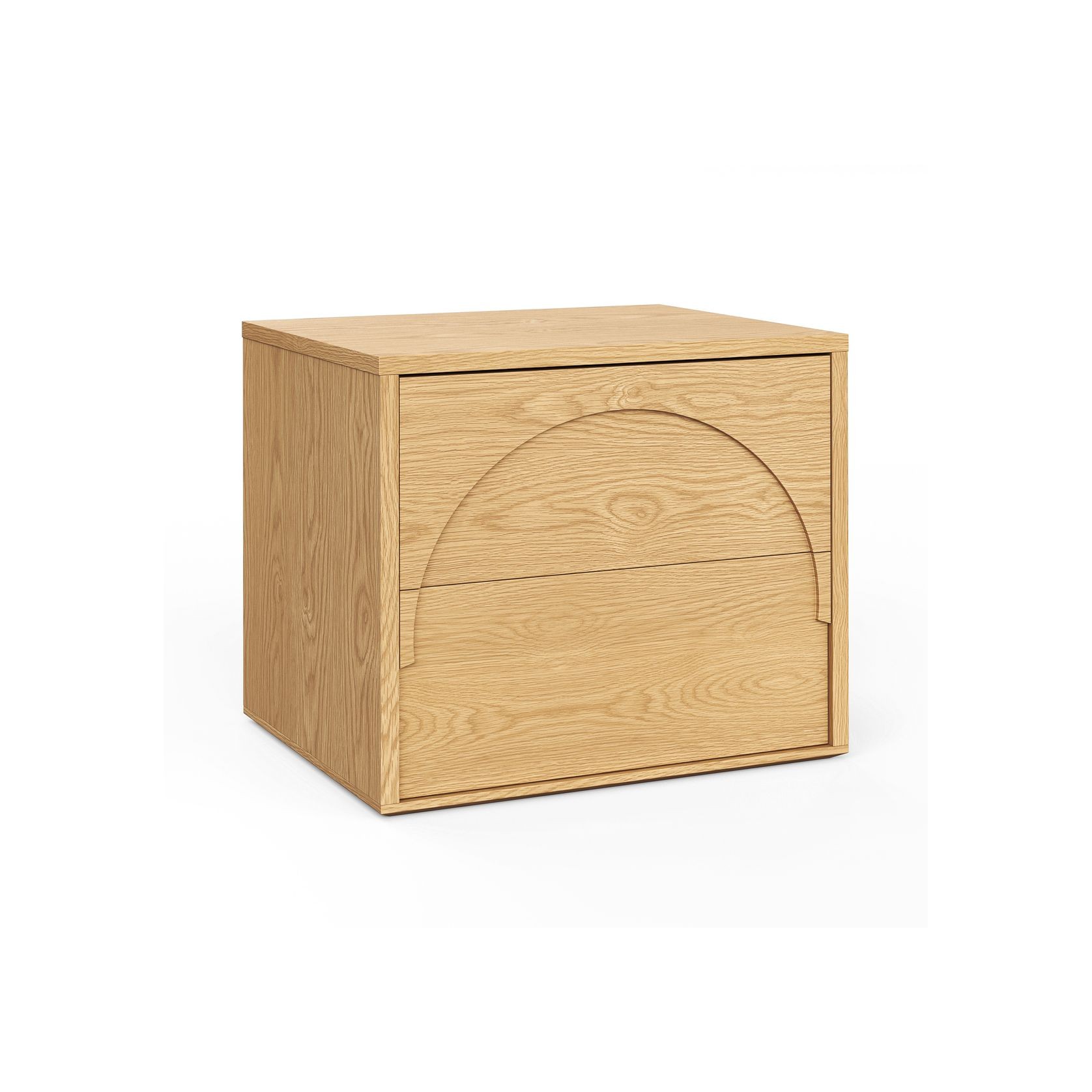 Aurora 2 Drawer Arch Bedside Table | Natural Oak gallery detail image