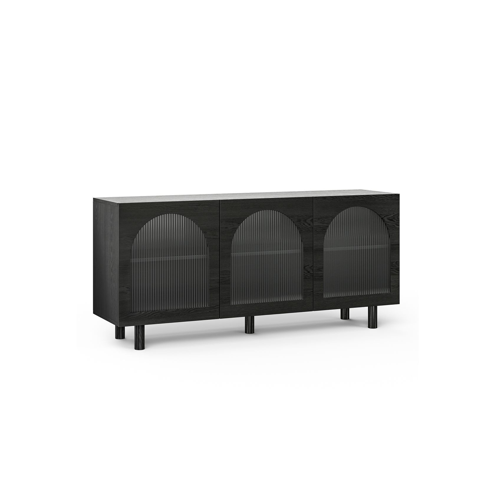 Cove 3 Door Fluted Glass Arch Sideboard Buffet | Black Oak gallery detail image