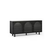 Cove 3 Door Fluted Glass Arch Sideboard Buffet | Black Oak gallery detail image