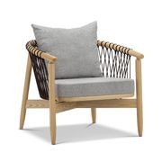 Tait Solid Ashwood Woven Rope Lounge Armchair | Natural & Grey gallery detail image