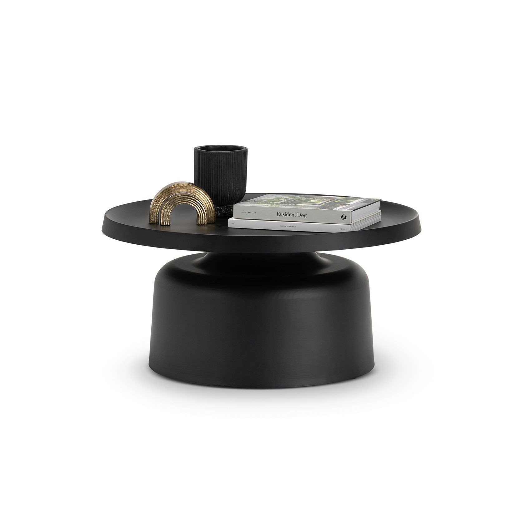 Palemo Round Pedestal Tray Coffee Table | Matte Black gallery detail image