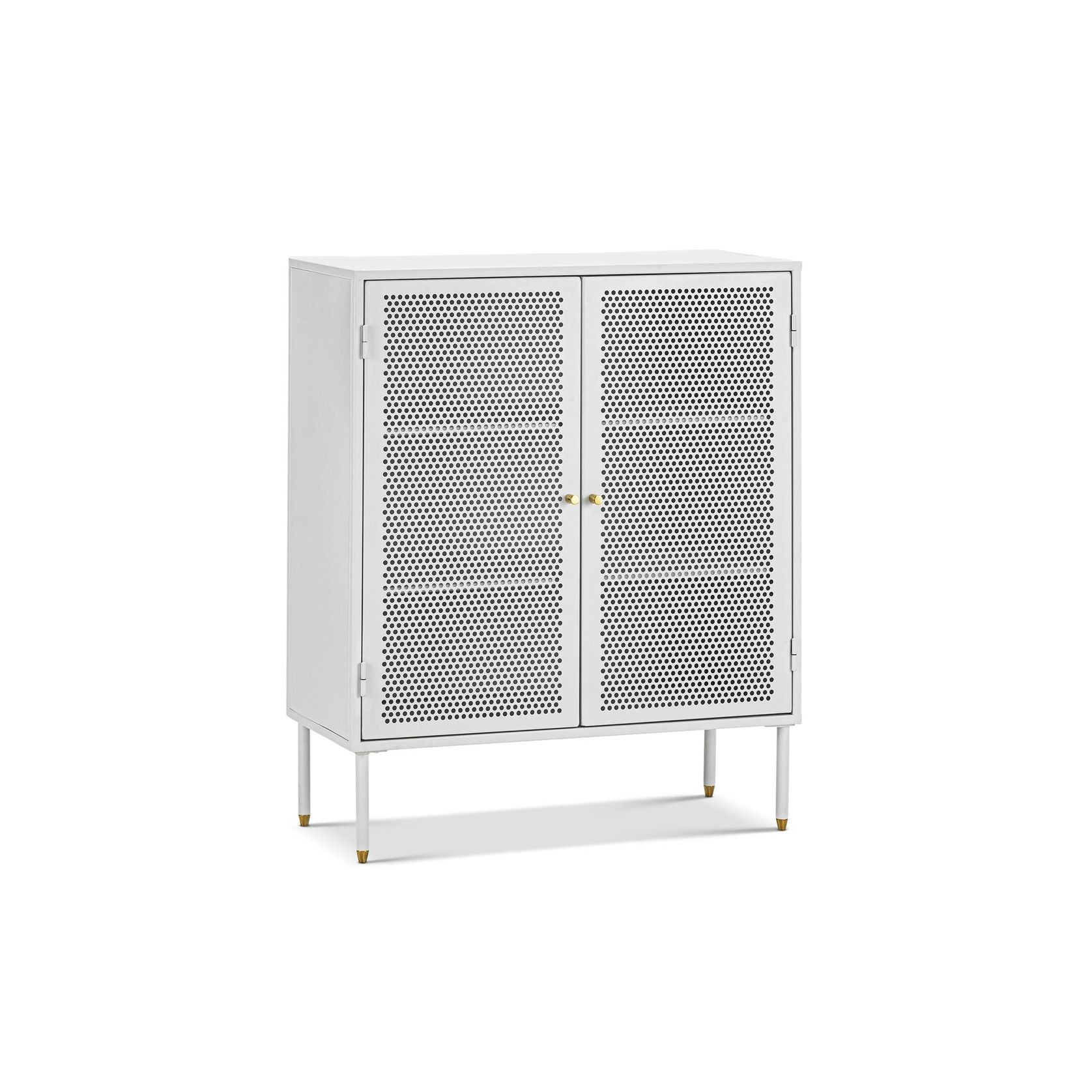Mesh 2 Door Low Storage Cabinet | Matte White gallery detail image