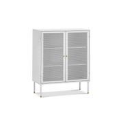Mesh 2 Door Low Storage Cabinet | Matte White gallery detail image